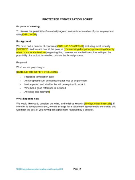 protected conversation script template