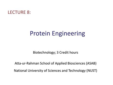 Protein Engineering Lecture Notes