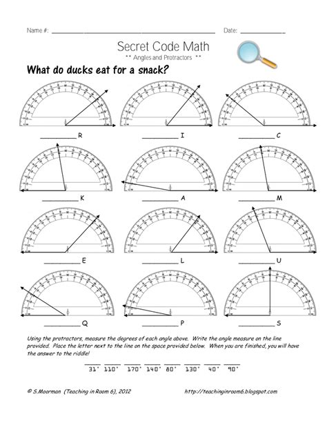 Protractor Worksheet Pdf