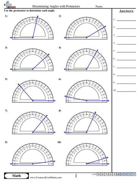 Protractor Worksheets Math