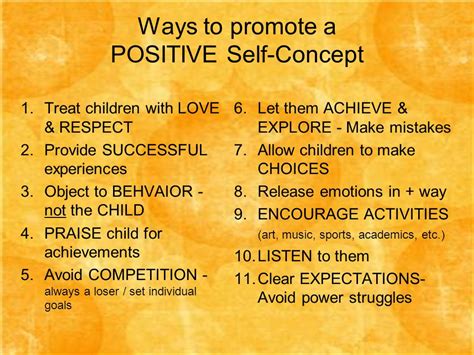 provide examples of people who demonstrate a positive self concept
