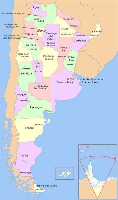 provincias y capitales de argentina mapa