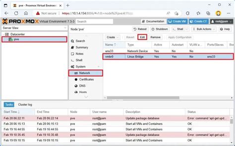 proxmox set ip address command line