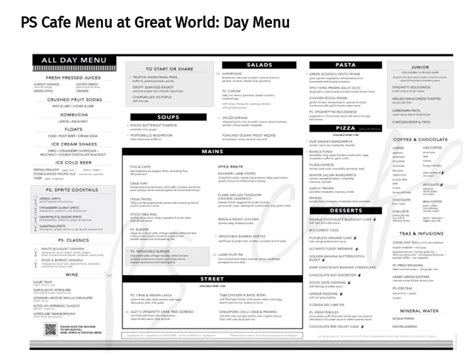 Ps Cafe High Tea Menu