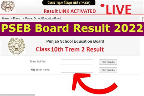 pseb board 10th class result 2022 term 2