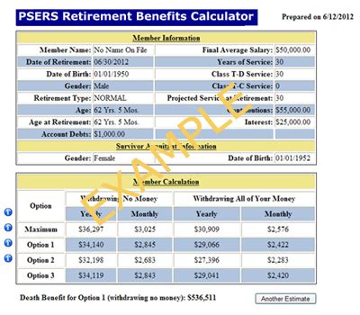 psers retirement calculator pa