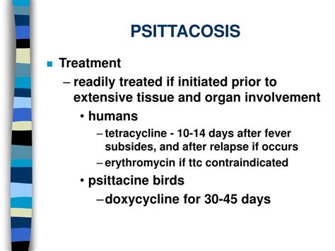 psittacosis treatment in humans