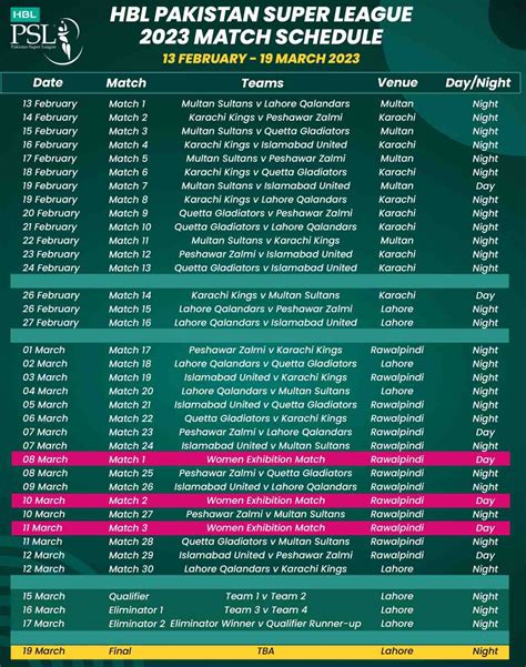 psl 2023 schedule and teams