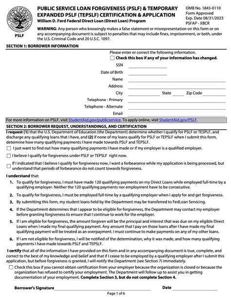 pslf application form mohela