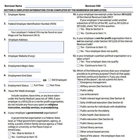 pslf employment verification form pdf