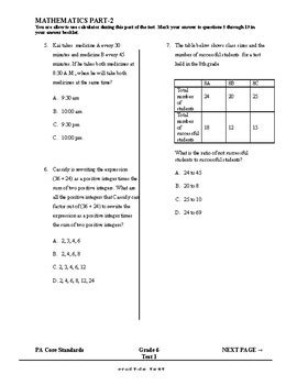 pssa practice test 6th grade math