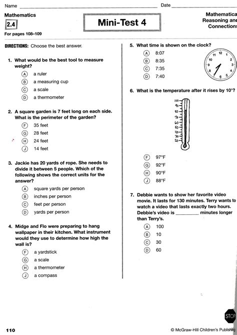 pssa test third grade sample question papers
