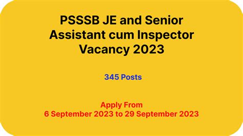 psssb senior assistant inspector apply online