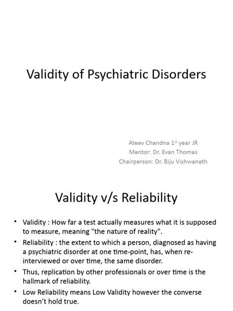 Psychiatric Diagnoses Validity