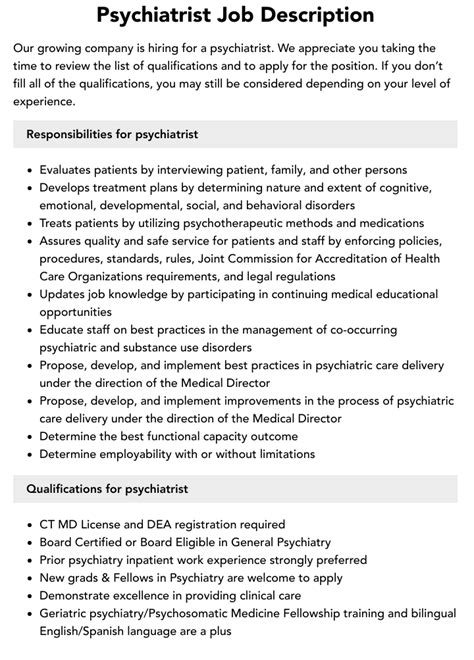 Psychiatrist Job Ad