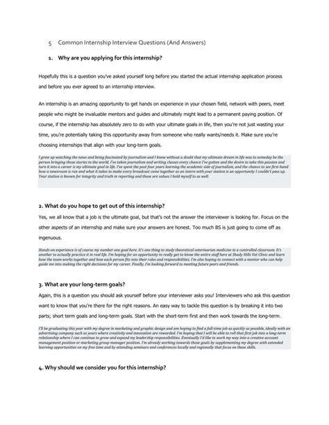 Psychology Internship Interview Questions And Answers