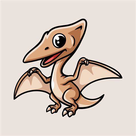 Cute pterodactyl cartoon vector image on VectorStock Cartoons vector, Dinosaur mural, Vector