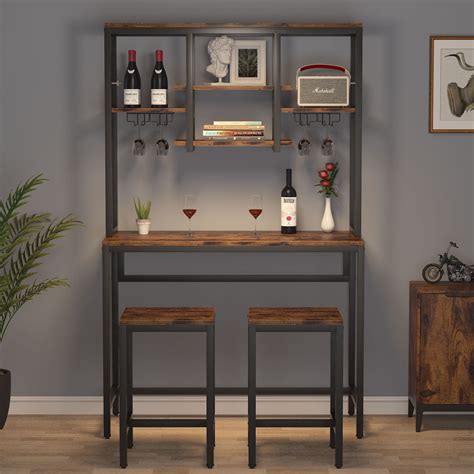 Pub Table Set With Wine Rack