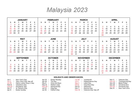 public holiday in malaysia december 2023