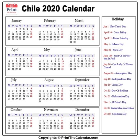 public holidays chile 2020