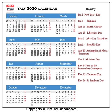 public holidays in italy 2020