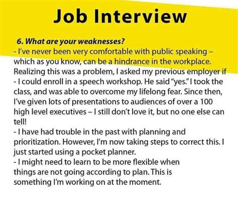 public speaking weakness interview answer example