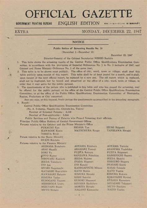published in the official gazette