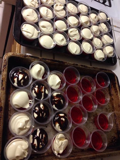 Pudding Shots With Raspberry Vodka