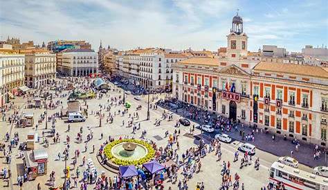 Madrid Spain, aerial view city skyline at Puerta del Sol - Laura Davis