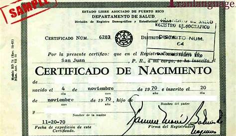 State of Puerto Rico Birth certificate signed by Ana C Rius Armendáris