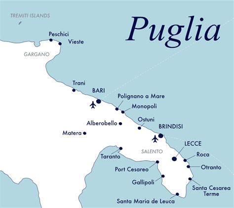 puglia italy map with beaches