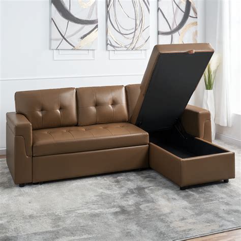 Pull Out Sectional Couch Leather