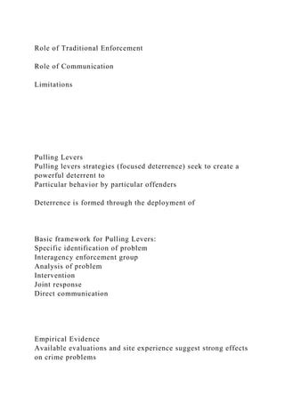 Pulling Levers Policing Examples