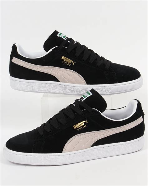 puma suede black and white