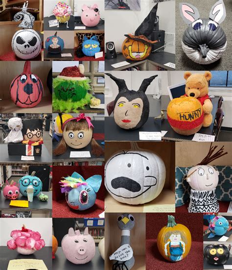 Pumpkins Decorated Like Book Characters