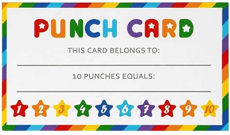Punch Cards Kids Incentive Loyalty Reward Card for Parents or
