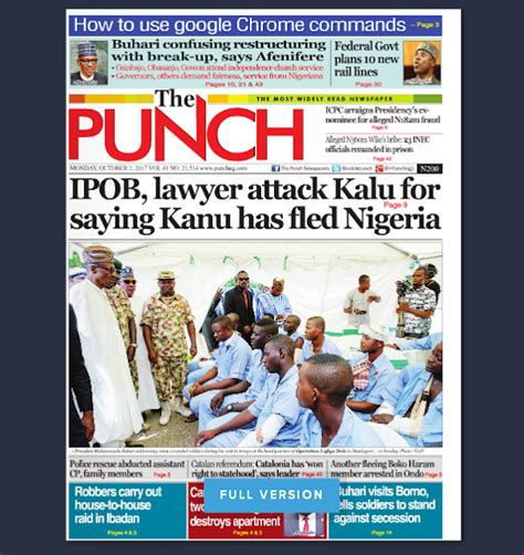 punch newspaper headlines today nigeria