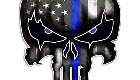 Punisher Tattered 3M Reflective Police Officer Thin Blue Line - Etsy