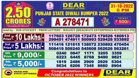 punjab state dear lottery result 1 lakh