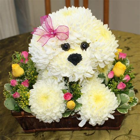 puppy dog flower arrangement