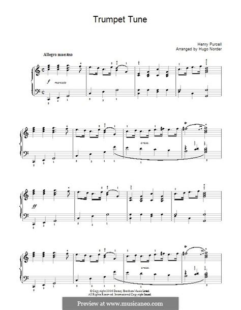 purcell trumpet tune and air sheet music