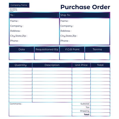 Purchase Order Template on Behance