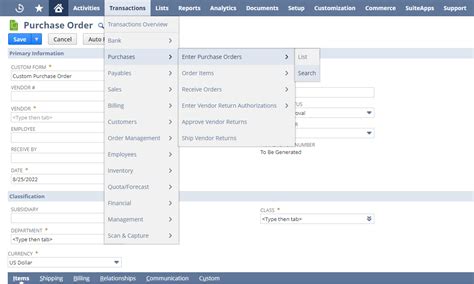 purchase orders in netsuite