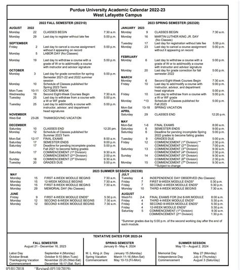 Purdue 24-25 Academic Calendar