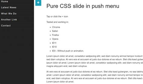 Pure Css Slide In Menu