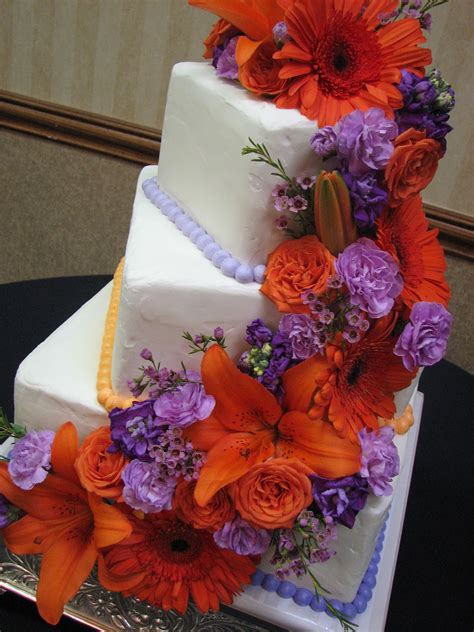 Orange And Purple Wedding Cake