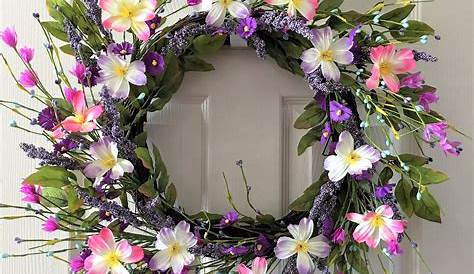 Purple Gold Spring Door Decor Wreath Handmade