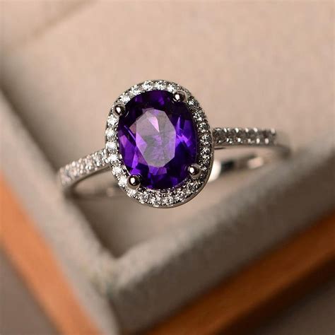 Elegant Women Ladies Purple Wedding Ring Set Cute Fashion