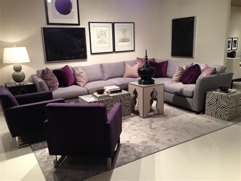 purple and gray living room decor