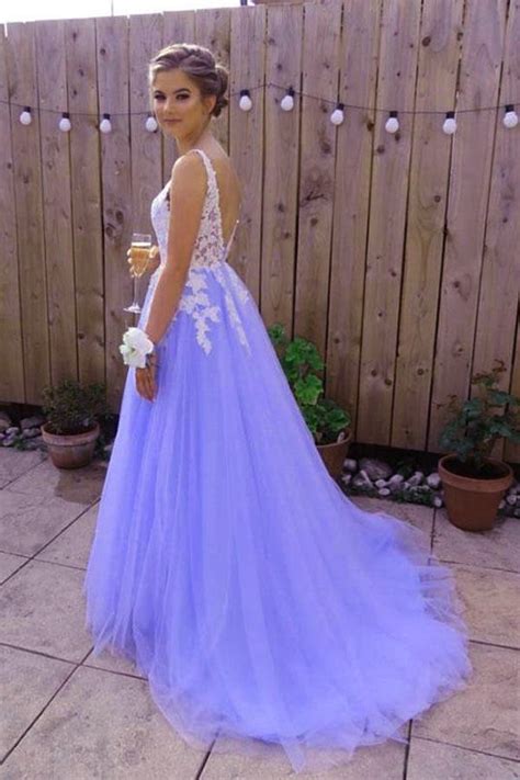 purple and white prom dress